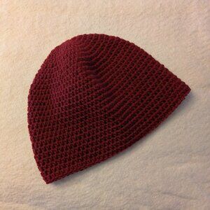 ** NEW ** Handmade Crocheted Beanie - Dark Red Wool Blend